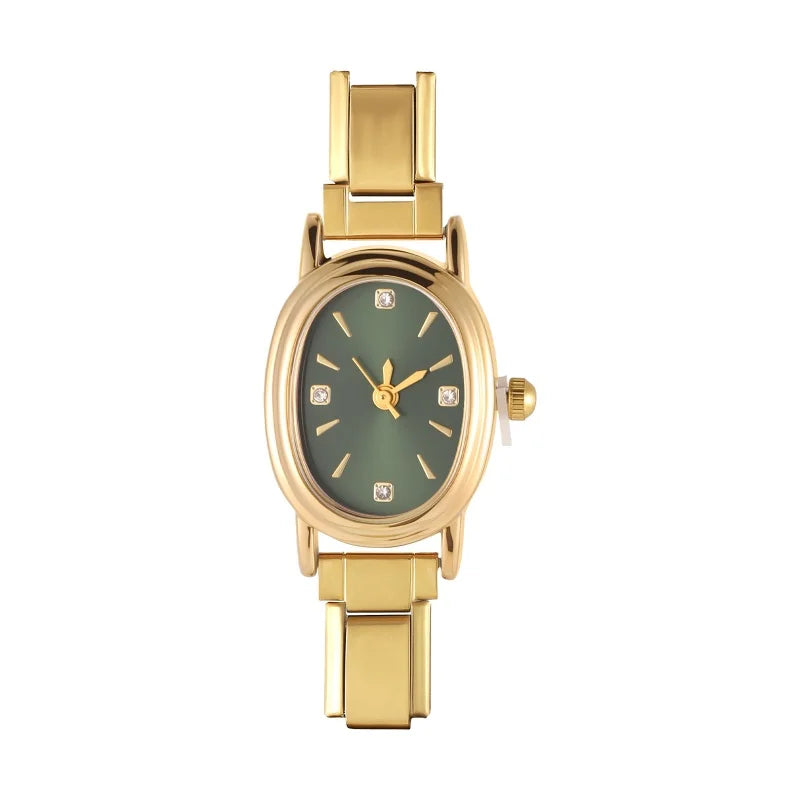 Fashion Women's Stainless Steel Square Flowers Watch Round Moon Sun