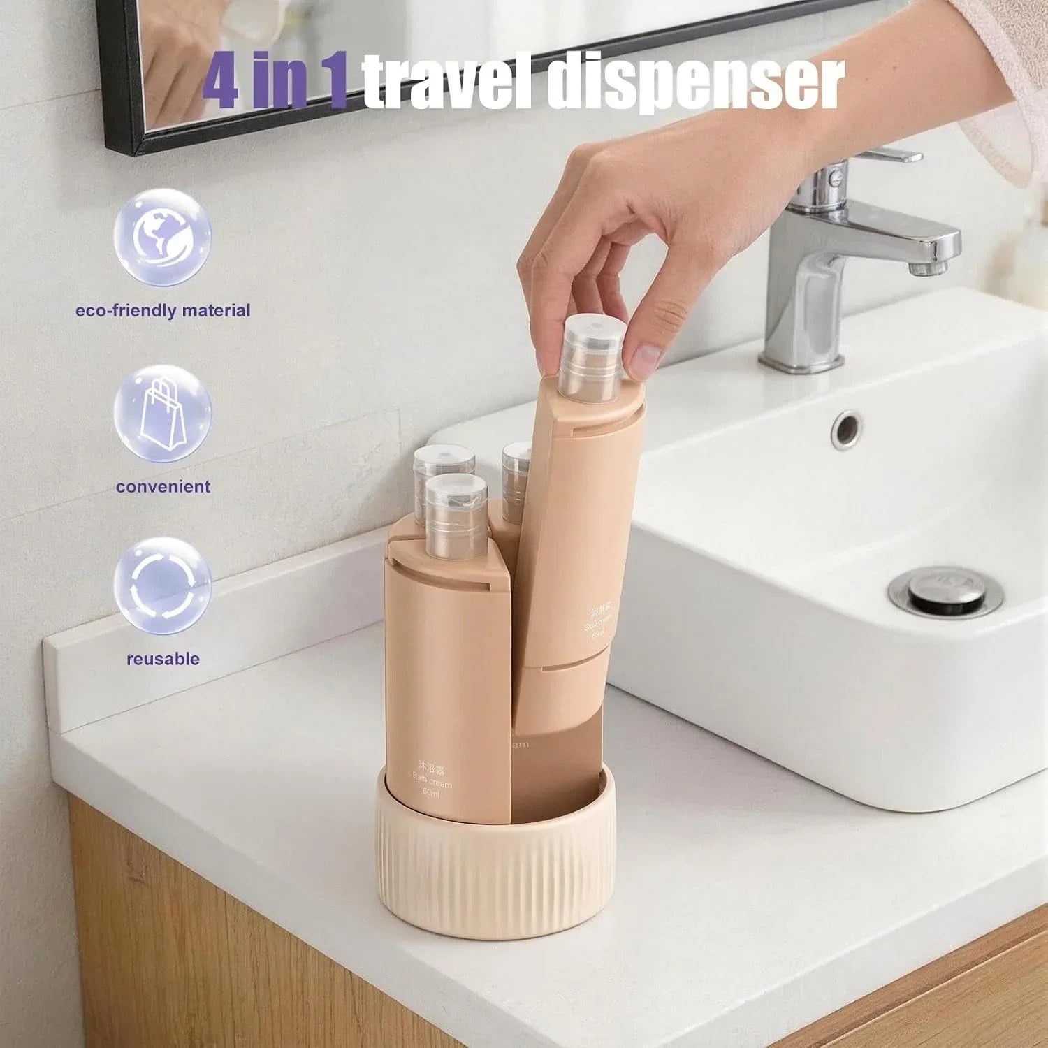1 Travel Dispenser Bottle Leak Proof Refillable Bottles Shampoo Qme