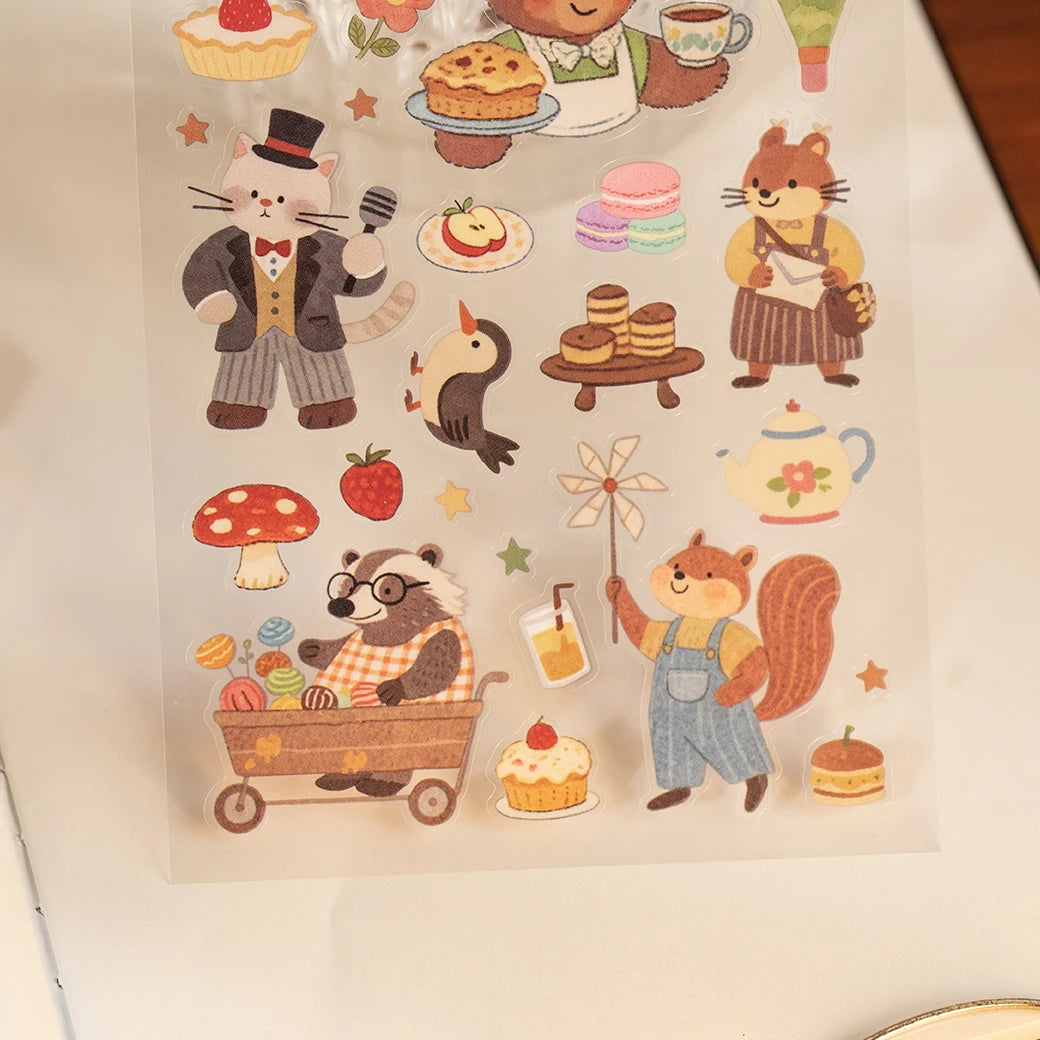 8 Sheets Cute Pets Theme PET Die-Cut Stickers for DIY Scrapbooking Guitar Phone Case Notebook Decoration Qme