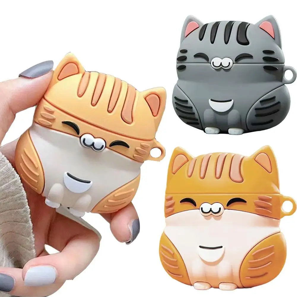 Cartoon Silicone Cute Cat Case for AirPods Pro 3, Cute Standing Silicone Cover, Shockproof Protective Shell with Lovely Design Qme