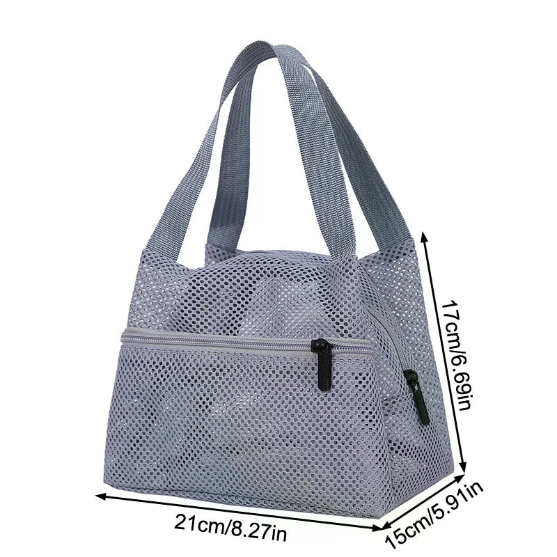 Fashion Solid Color Mesh Handbag Travel Toiletry Bag Large Capacity Cosmetic Bag Portable Sports Swimming Storage Bags Qme