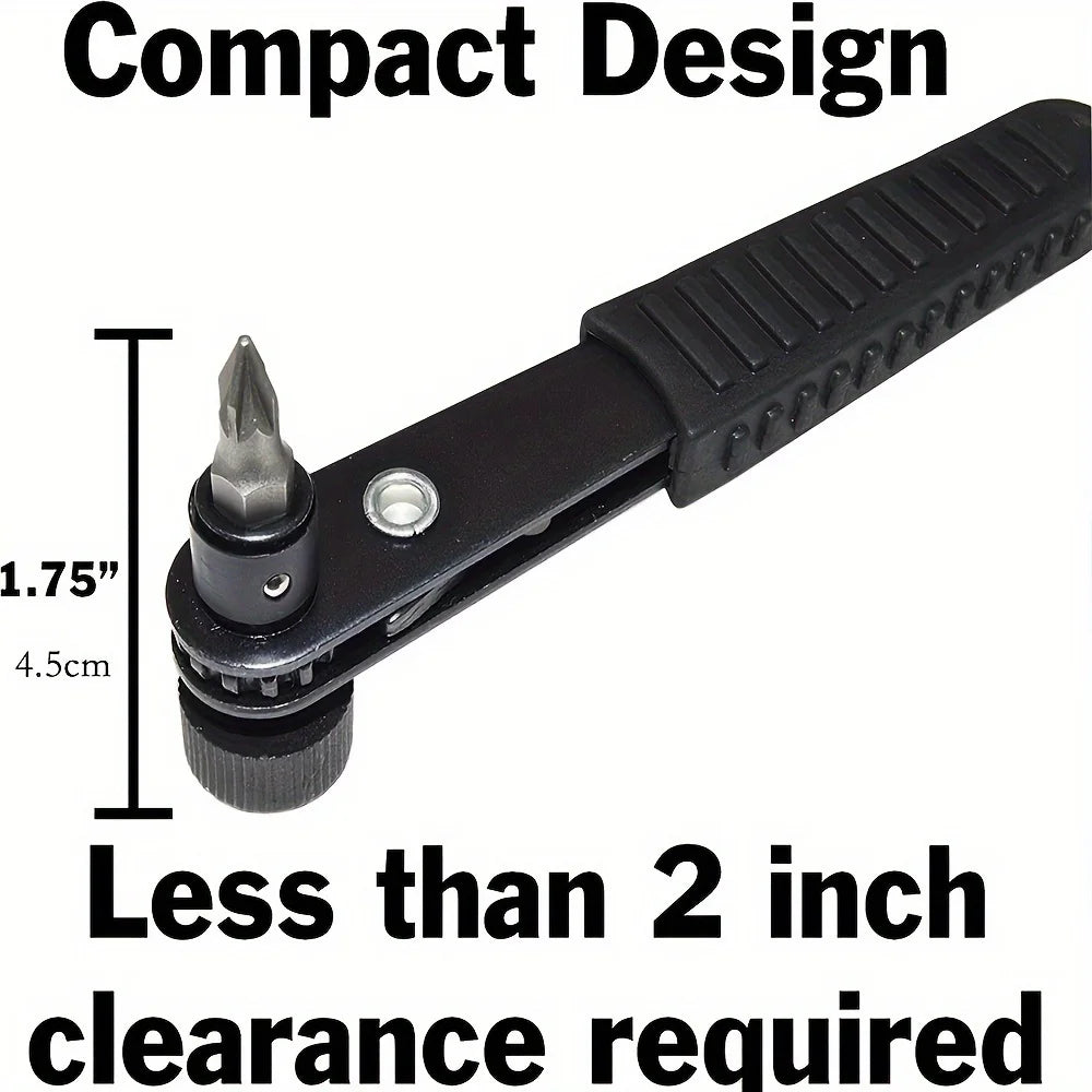 90 Degree Right Angle Ratchet Screwdriver Set, 10pcs Bits for Tight Space Repair Qme