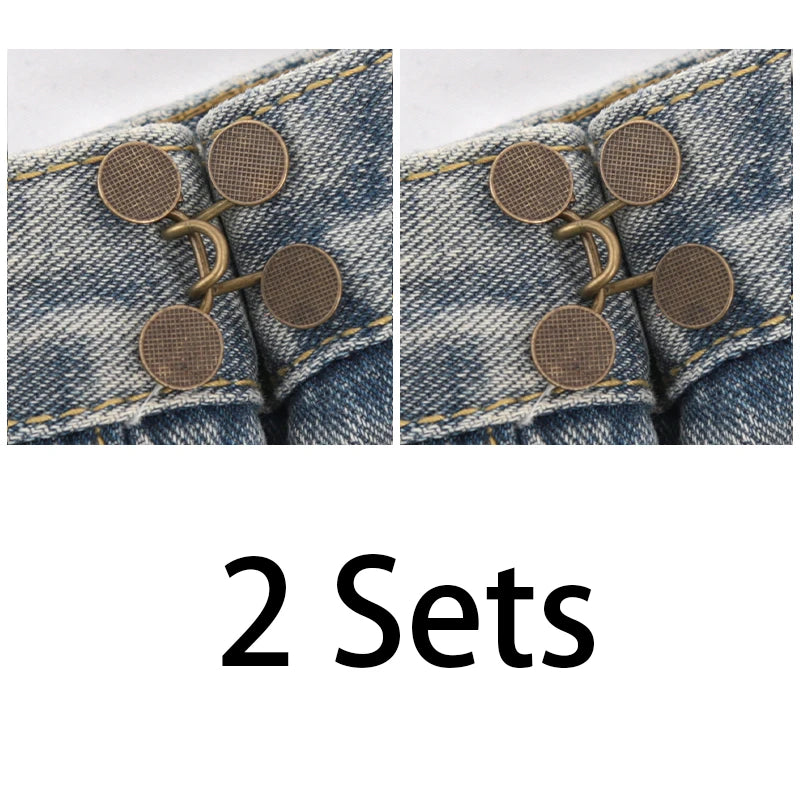 Cute Nail-free Metal Jeans Button Adjustable Waist Buckle Jean Pins Qme A4