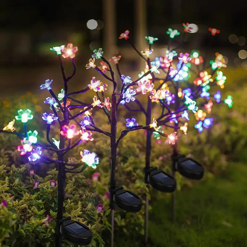 20 Leds Solar Cherry Blossom Lotus Lights Garden Light Outdoor Lawn Qme Color light 1