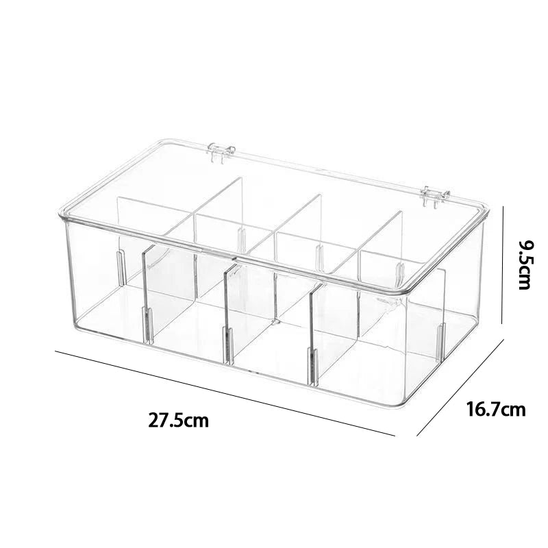 Clear Compartment Storage Box Bag Container Coffee Organizer Display Qme A