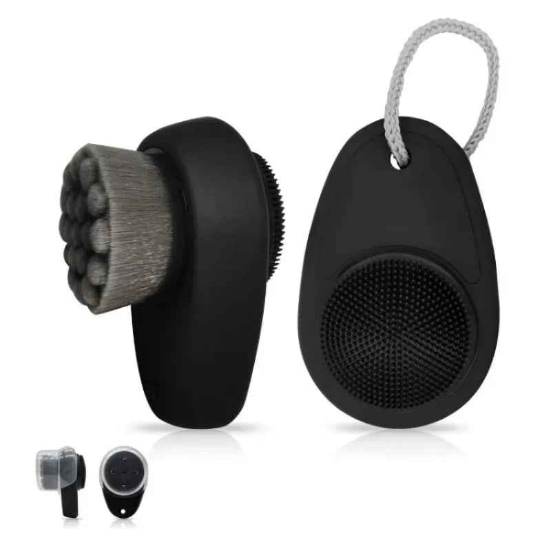 Double Sided Facial Cleansing Brush Soft Nylon Bristles Silicone Head Qme