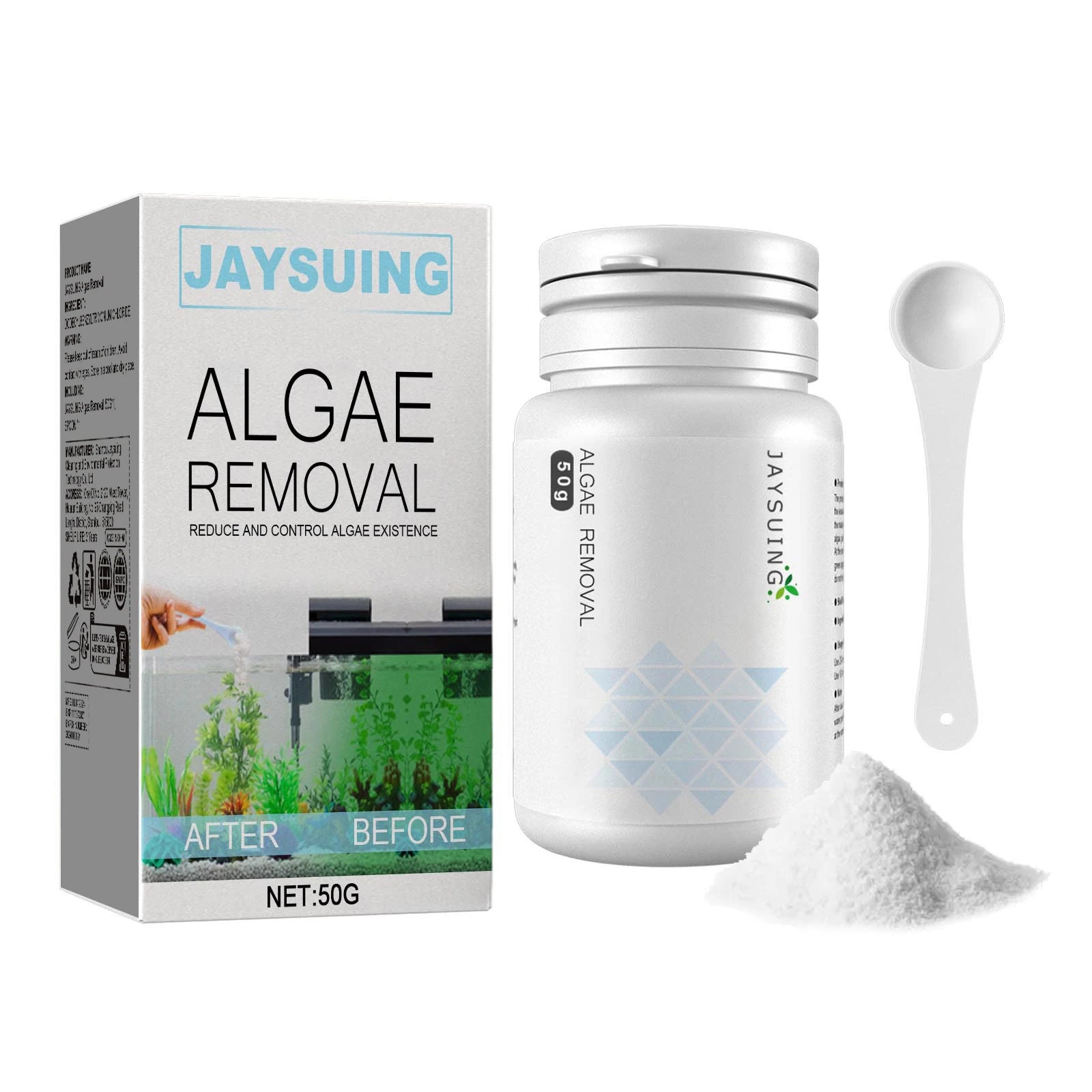 Algae and moss remover; green water and cyanobacteria remover; aquarium and aquarium algae remover; aquatic plant remover Qme Powder version