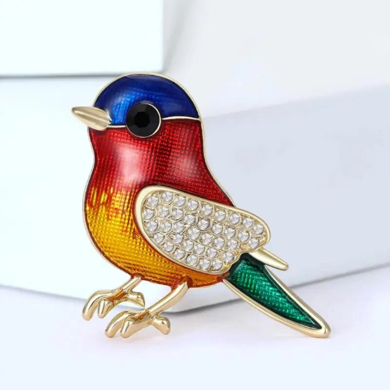 Cute Rhinestone Bird Brooch For Women Unisex Enamel Animal Pin Sparrow Lapel Pins Office Party Friend Gifts Jewelry Accessories Qme A2
