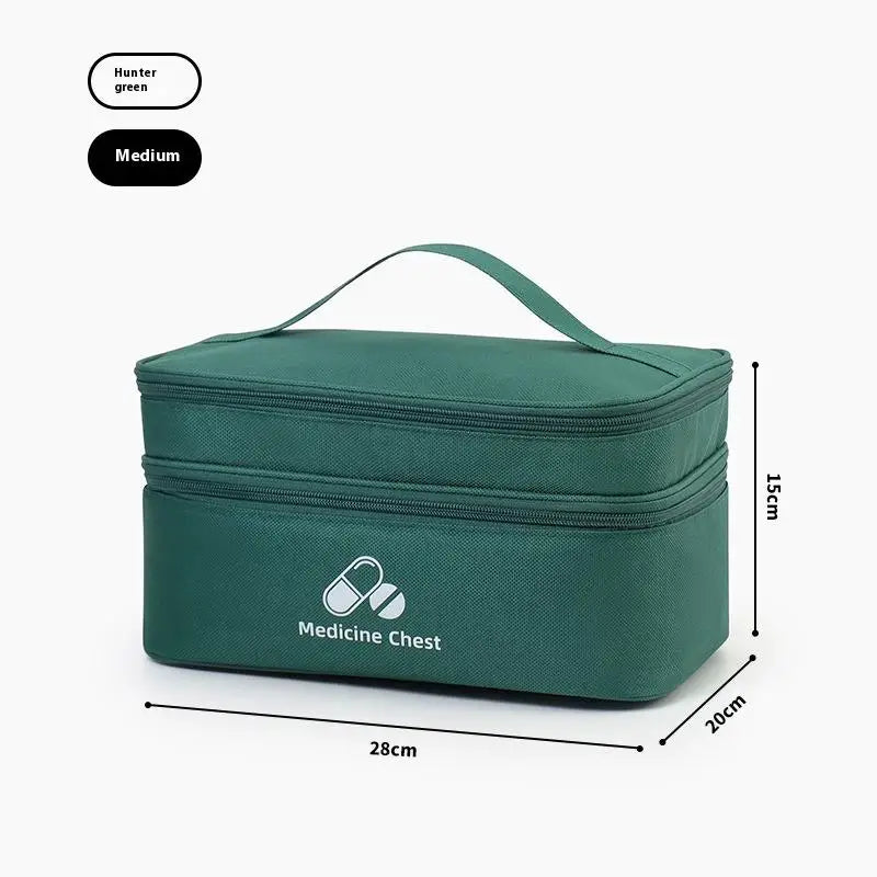 First Aid Home Travel Double Layer Classification Storage Drug Qme M Green