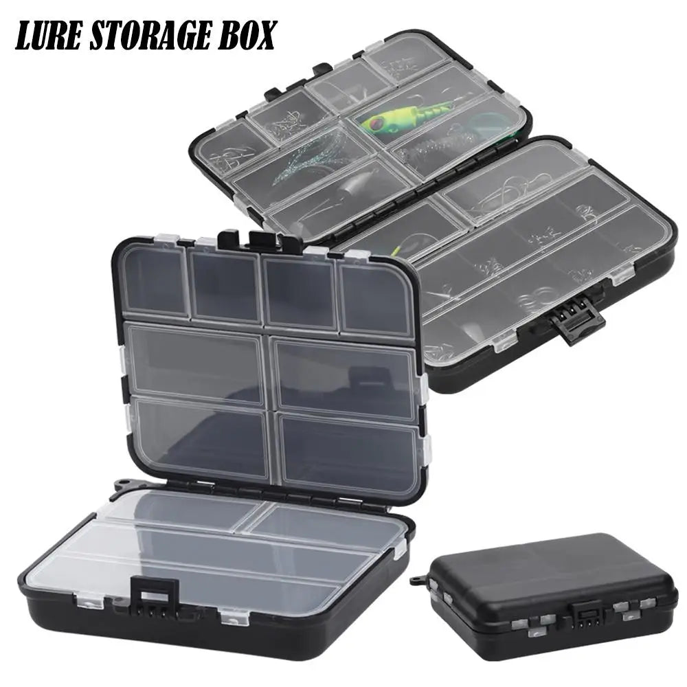 Small Fishing Tackle Box Portable Case Hooks Lure Baits Storage Box Containers Storing Swivels Jigs Hooks Sinker,10 Compartments Qme