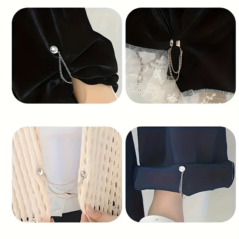4/6Pcs Magnetic Clothing Clip - Adjustable Chain Design, Spherical Trim/Suitable for Shirts, Sleeves, Skirts and Pants Qme