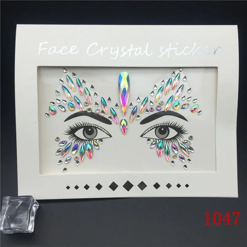 Face Gems Rhinestone Temporary Tattoo Jewels Festival Party Body Eyes Glitter Stickers Flash Mermaid Temporary Tattoos Sticker Qme 1047