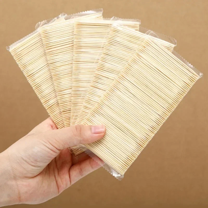 Disposable Double-headed Bamboo Toothpicks Portable Teeth Cleaning Qme