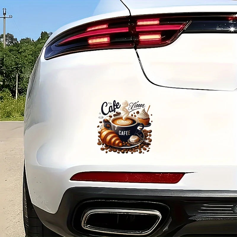 Coffee-themed stickers - suitable for cars, laptops, trucks, motorcycles | Durable self-adhesive stickers, used for vehicle Qme