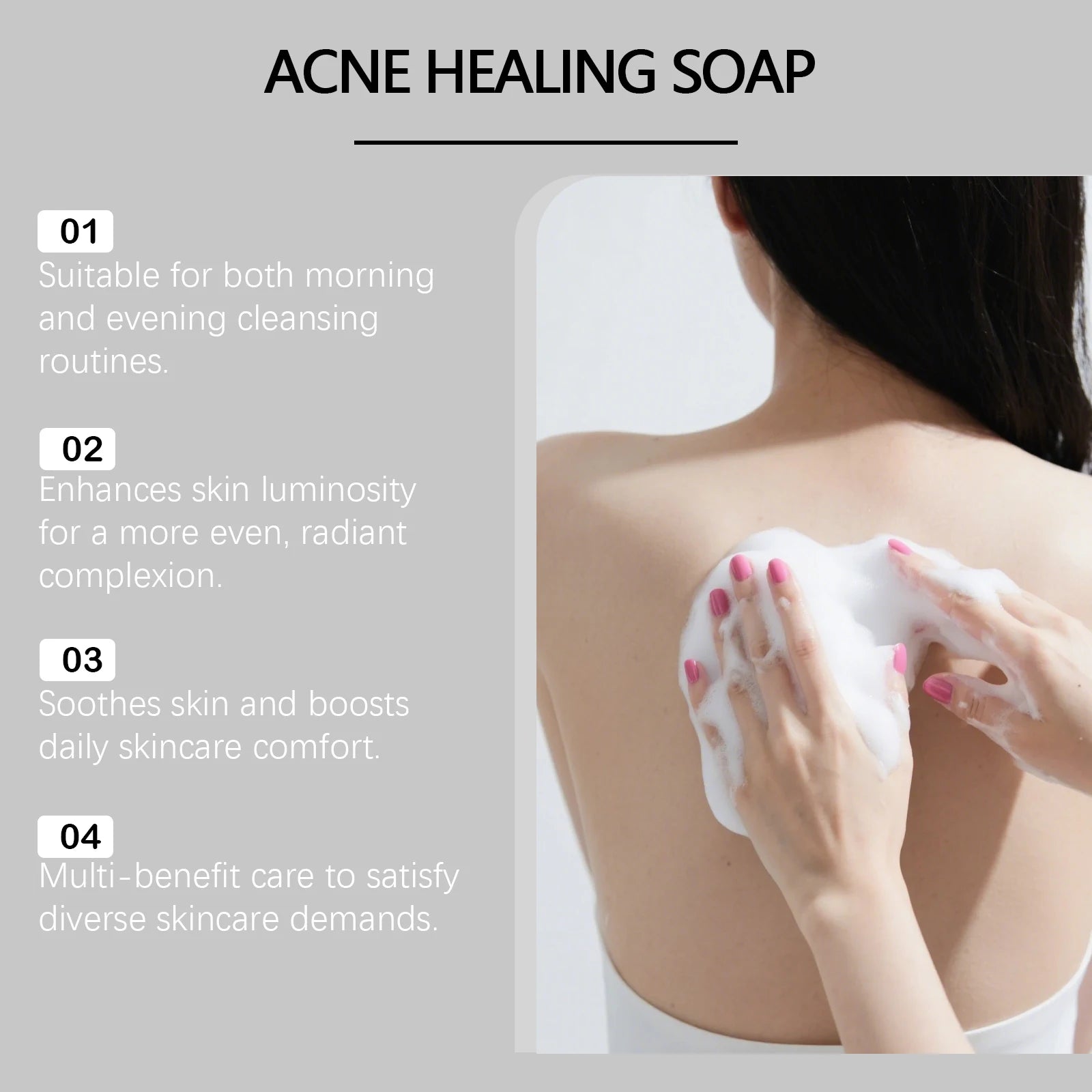 Body Cleansing Soap Gentle Anti Acne Exfoliating Facial & Body Cleanser Brightening Oil Control Soothing Skin Care Shower Soap Qme