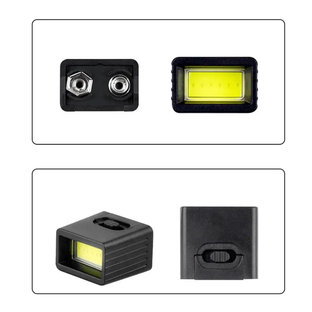 Mini 9V Battery Flashlight 2 Modes COB LED EDC Key Light 6F22 Battery Outdoor Lighting Work Light Excluding Battery Qme