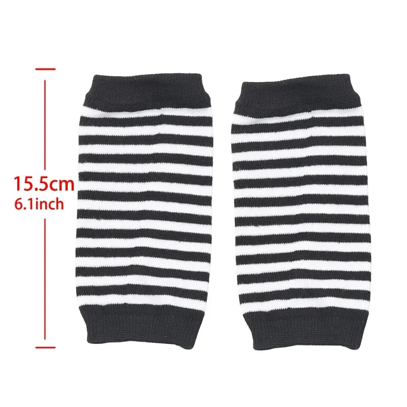 Short Fingerless Gloves Unisex Cotton Black Punk Glove Knitted Qme