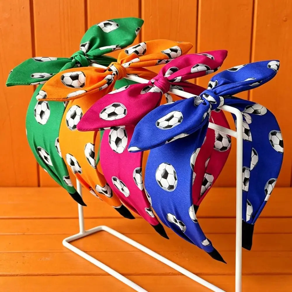 Cute Football Headband Rabbit Ear Soccer Print Soccer Fan Hair Band Charming Design Funny Costume Bunny Knot Headband Qme