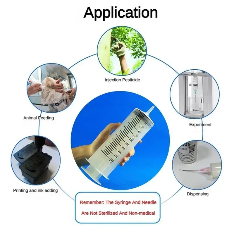 Large Vacuum Capacity Syringe 100/200/300/500ml Reusable Syringe Oil Pump with 1m Hose Pet Nutrition Feeding Metering Pump Qme