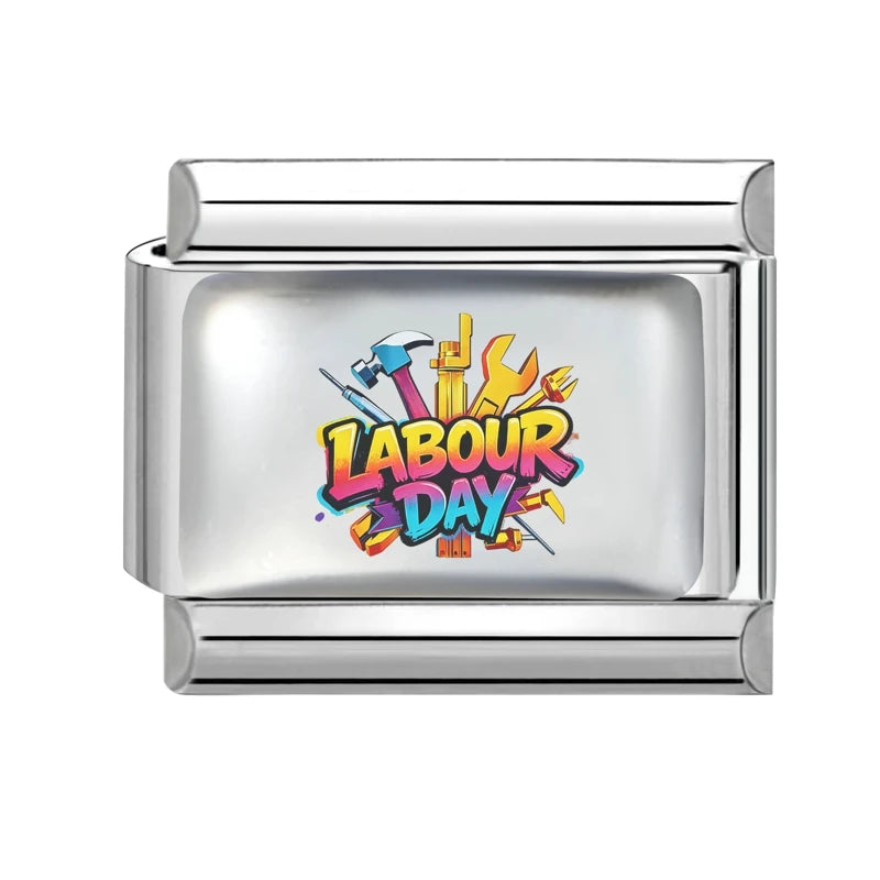 DIY Labour Day Series Italian Charm Bracelet Hammer Axe Pattern Bead