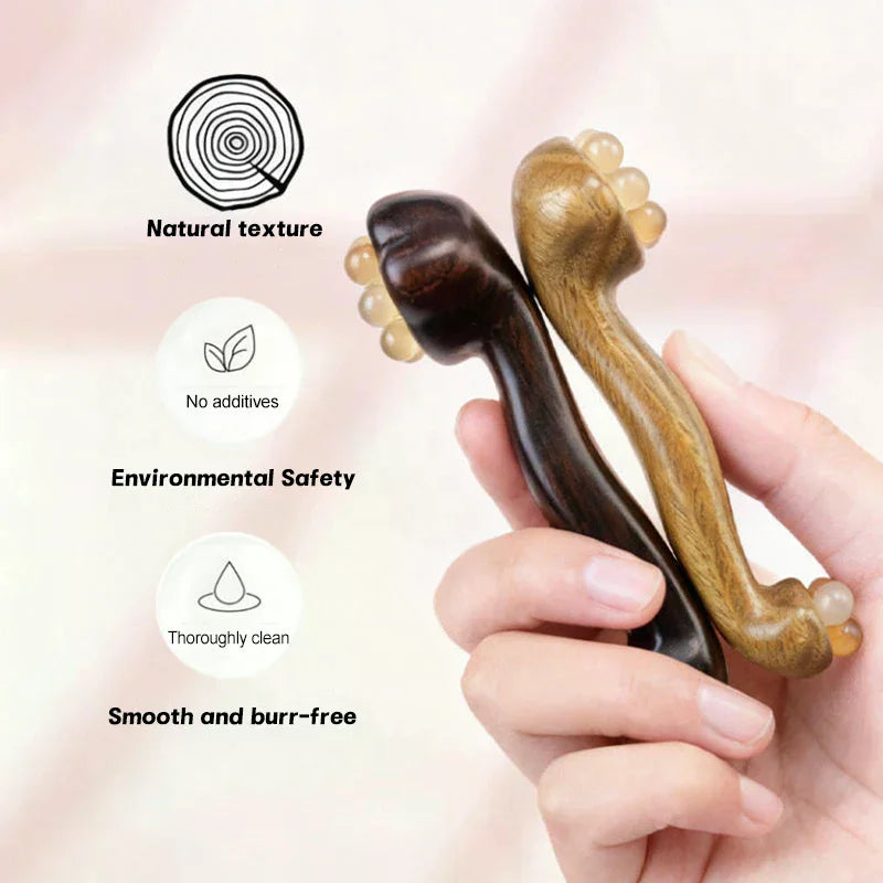 Double Ended Facial Fascia Lifting Tool 11 Brass Gold Bead Sandalwood Qme