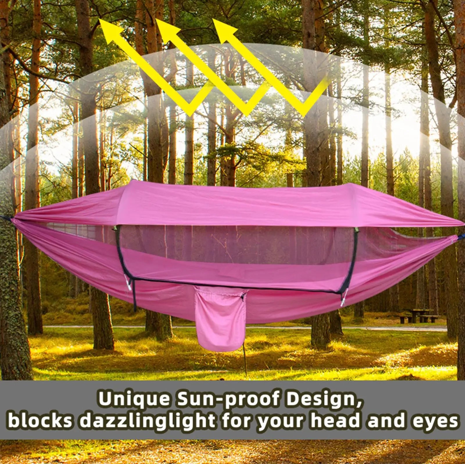 Camping Hammocks For Adults Nylon Outdoor Hammock For Hiking Foldable Lounger For Adventurers Rain Survival Outside Hiking Lake Qme