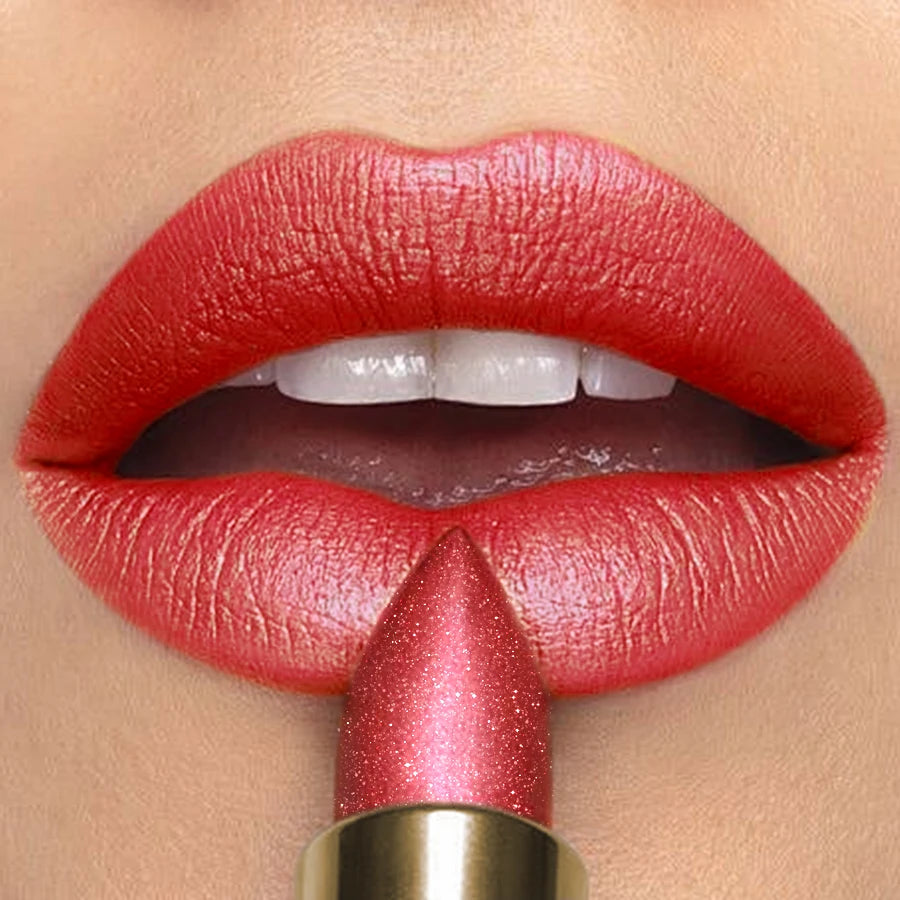 16 Colors Metallic Glitter Shiny Lipstick Lip Tint Waterproof Senior Qme 108
