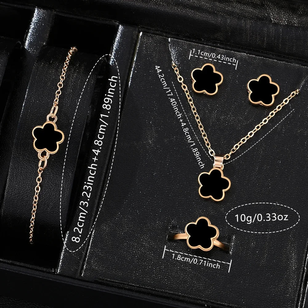 6PCS Women's Watch Set Fashion Trend Versatile Flower Elements Quartz Watch Bracelet Necklace Earrings Set Perfect Gift Qme