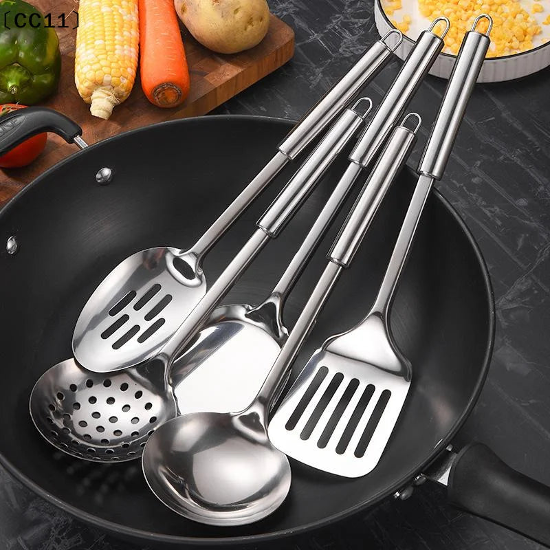 Stainless Steel Turner Long Handle Slotted Shovel Non-stick Steak Qme