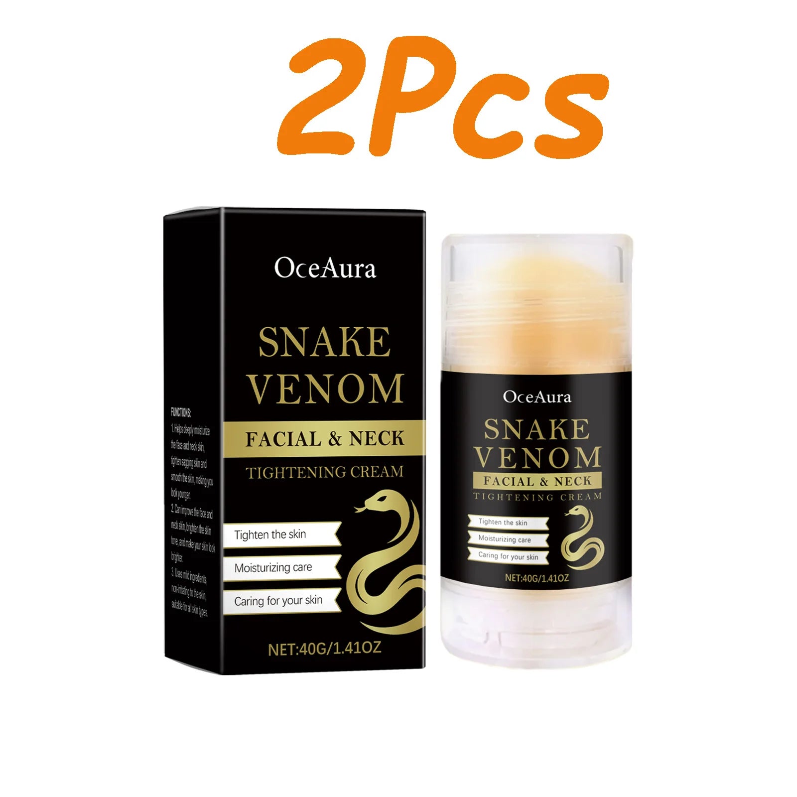 Snake Venom Neck Care Stick Lighten Fine Line Firming Lifting Face Neck Cream Stick Tightening Nourishing Anti-Aging Skin Care Qme 2 x 40g Boxed