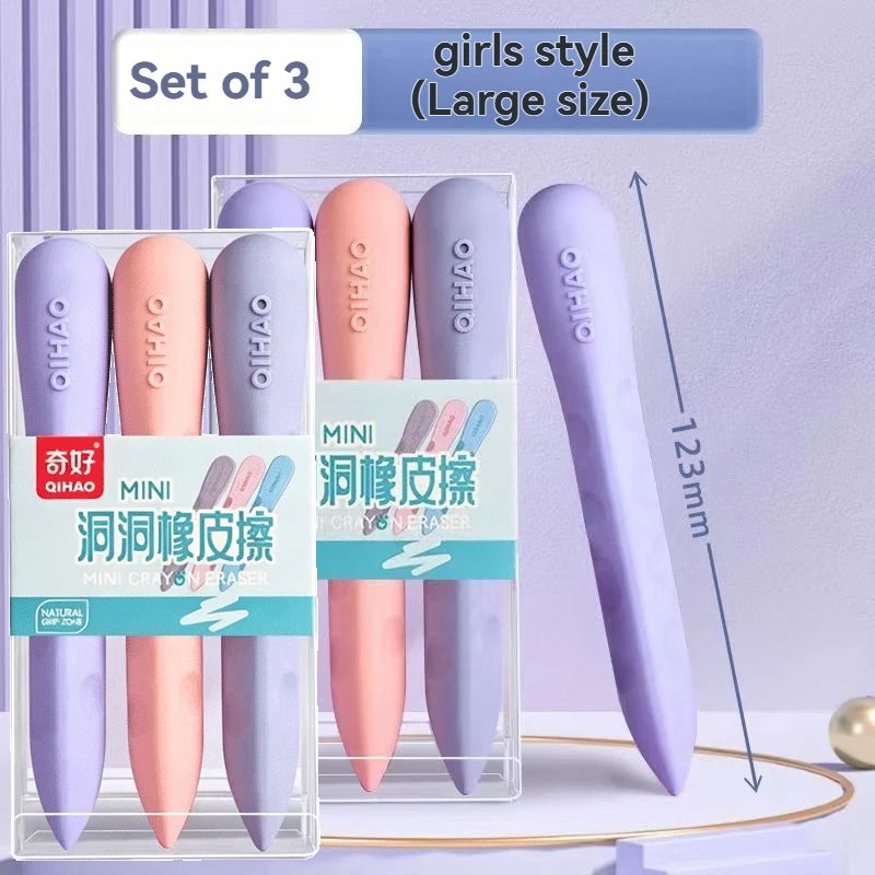3/6Pcs Hole Eraser Pen No Dust No Crumbs Clean Eraser Cute Portable Eraser for Art Drawing Stationery Supplies Qme 6Pcs -Large-Girl