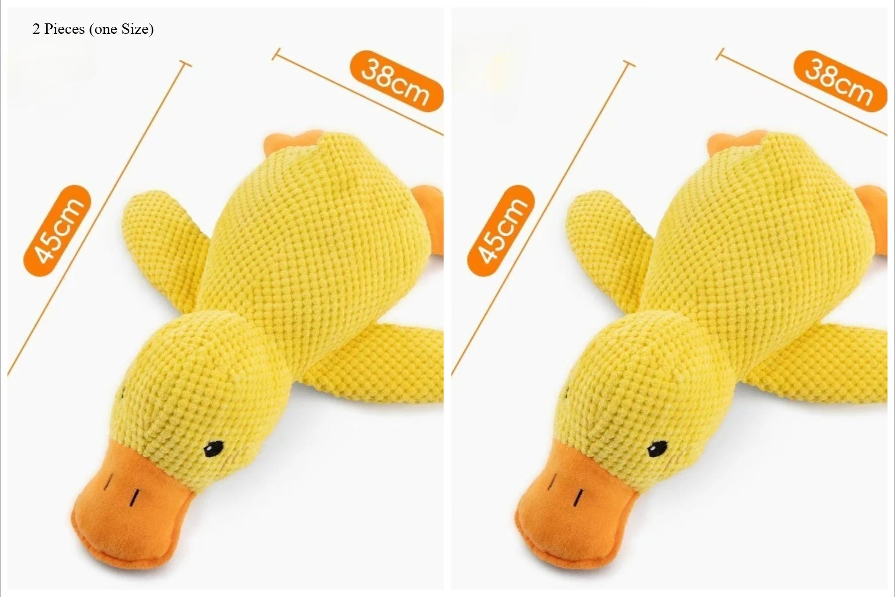 2-Piece Squeaky Plush Dog Toy,Soft Puppy Teething Chew Toy, Bite Resistant,Self-Play Companion for Small Medium Large Dogs Qme L-Duck