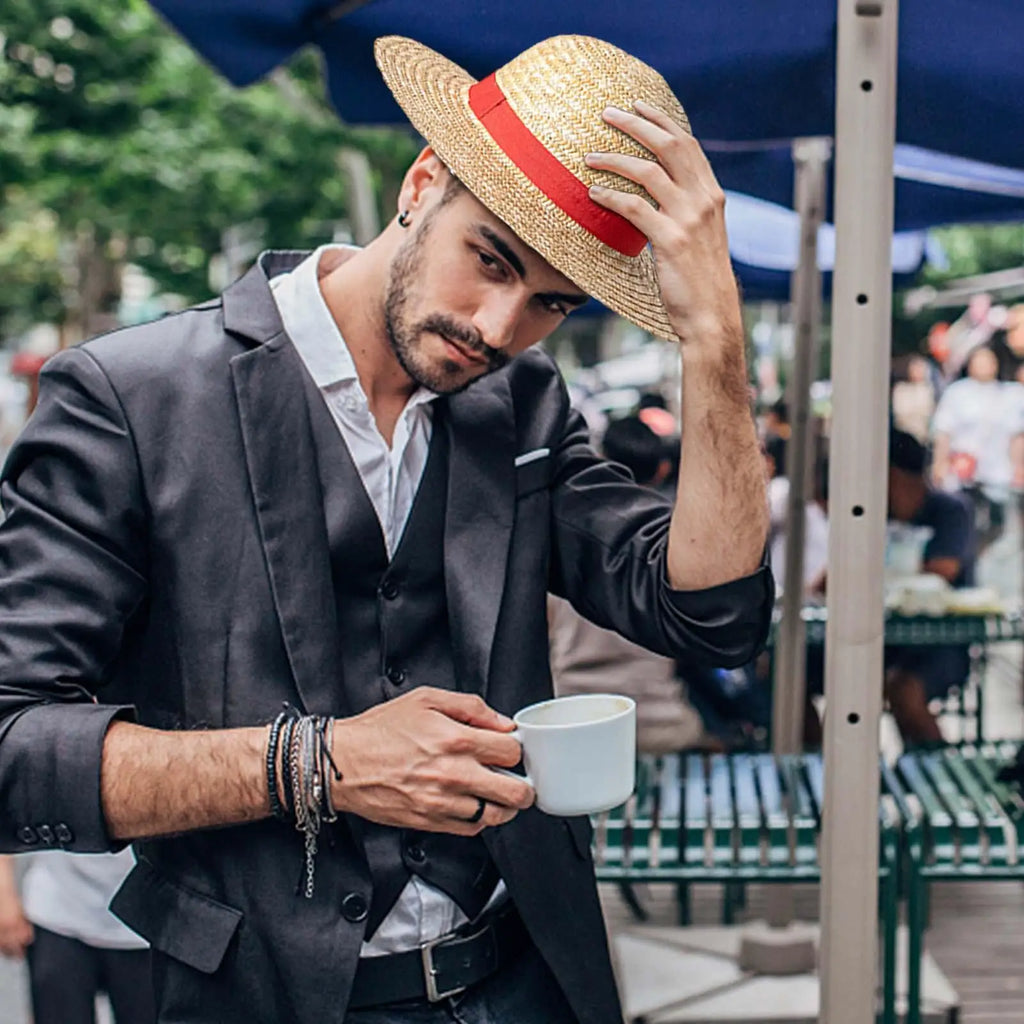 Luffy Straw Hat Anime Luffy Cosplay Hat Luffy Performance Props Costume Party Yellow Summer Strawhats for Fans Youth Qme