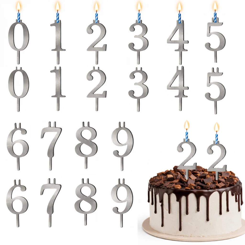 Reusable Number Birthday Candle Holder Adjustable Candles Stand Qme 2set
