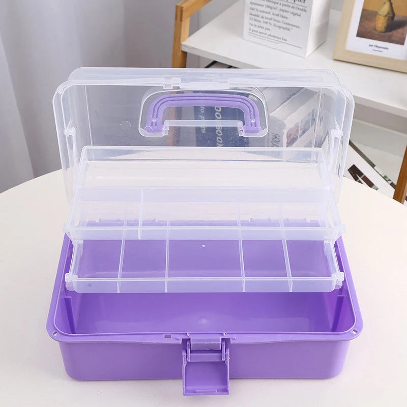 Plastic Portable Makeup Hairpin Organizer Nail Art Jewelry Box 3 Qme
