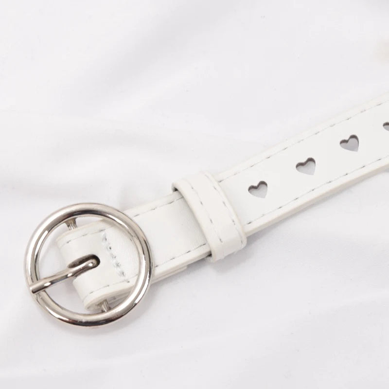 Women PU Leather Belt Hollow Out Loving Heart Ladies Waist Qme B3 100cm China Mainland