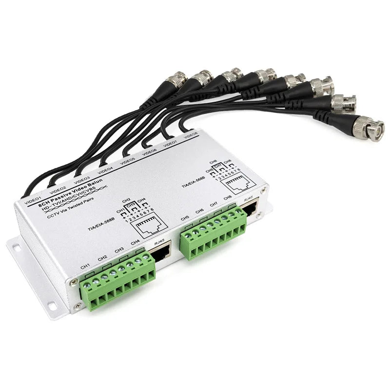 8CH HD CVI TVI AHD Passive Balun Transceiver 8Channels BNC to UTP Cat5/6 Adapter for CCTV Camera 720P 1080P DVR Qme