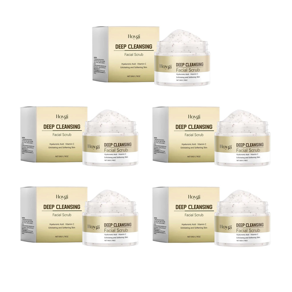 Deep Cleansing Facial Scrub Exfoliating Facial Cleansing & Pore Refining Removal Dead Skin Oil Control Smooth Hydrated Skin Qme 5 x 50g Boxed