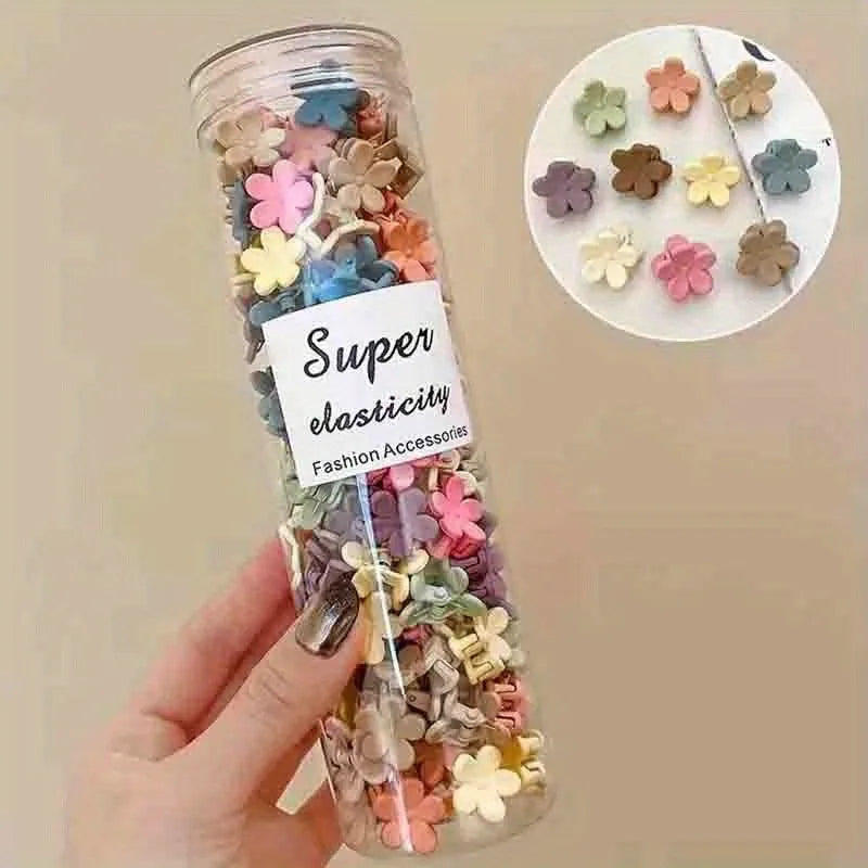 100/50/20 Sets of Mini Hair Clips, Cute Plastic Flower-shaped Hair Accessories, Pure Color Braids, Suitable for Teenagers, Girl Qme
