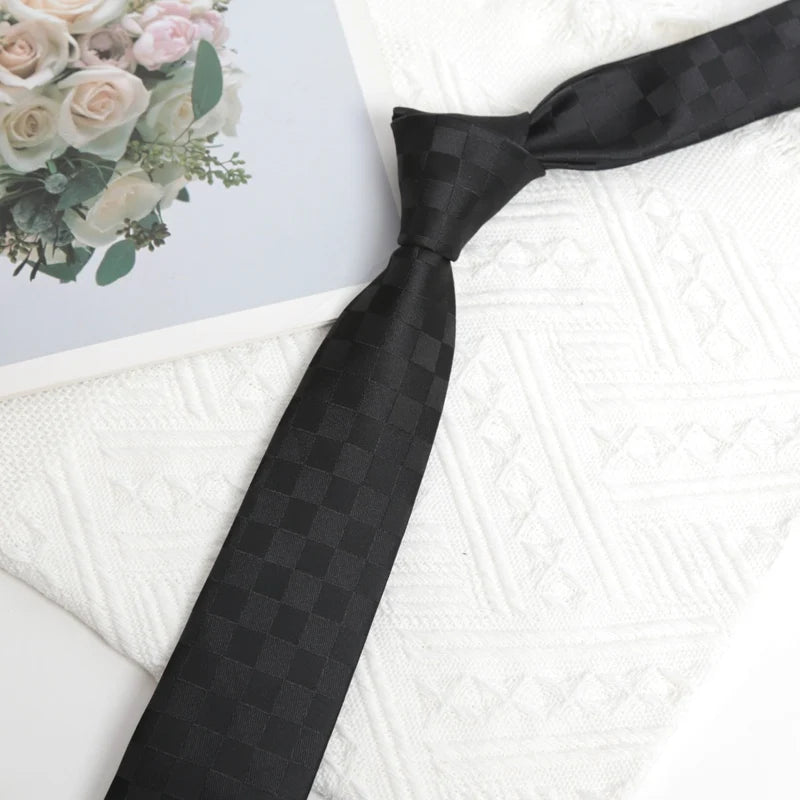 Mens Casual Slim Tie Fashion Necktie Black Stripes Floral Plaid Solid Qme A4