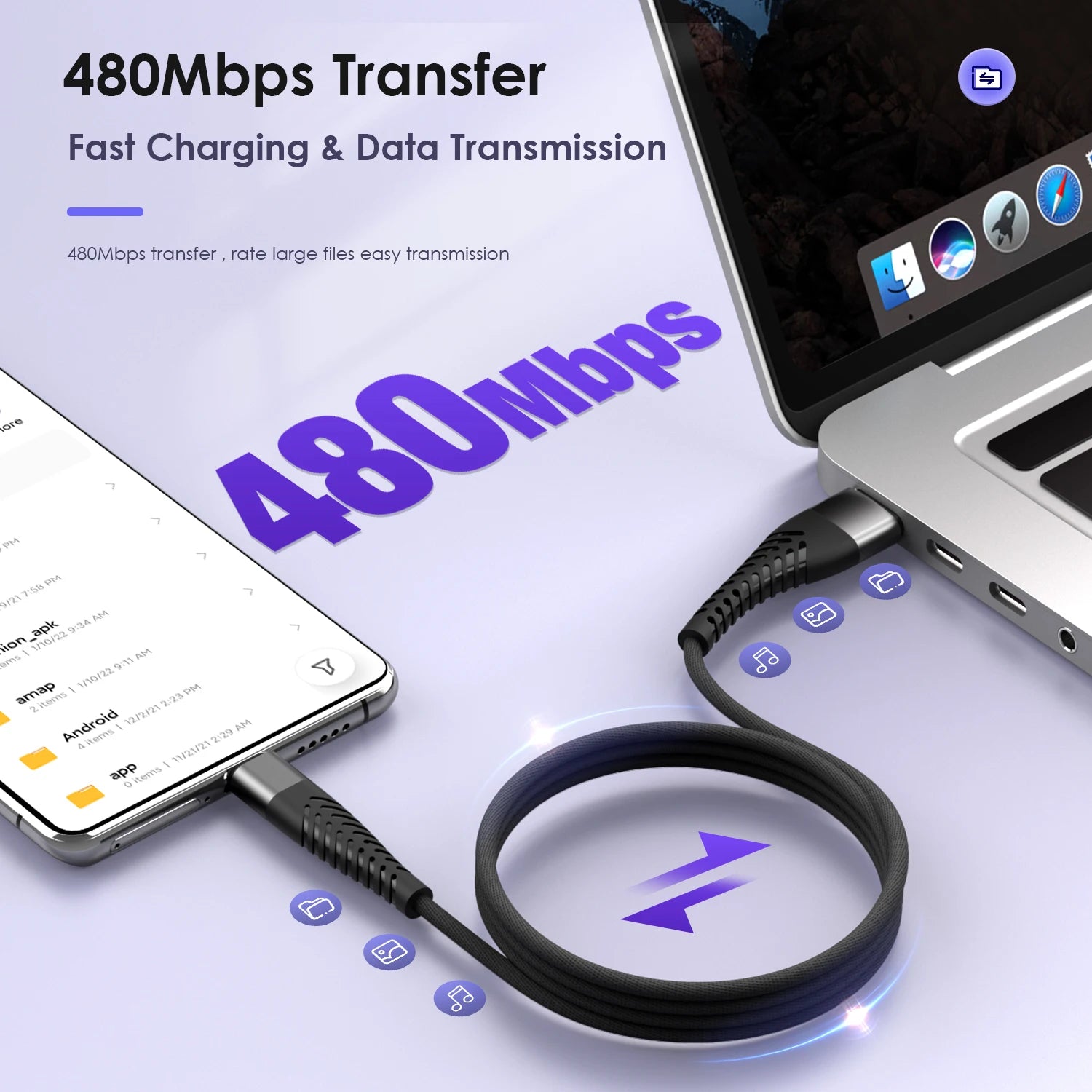 7A 100W 0.25/1/2/3M USB Data Charger Cable USB Type C Fast Charging Data Cable Cord For Huawei Xiaomi Samsung iPhone Phone Wire Qme