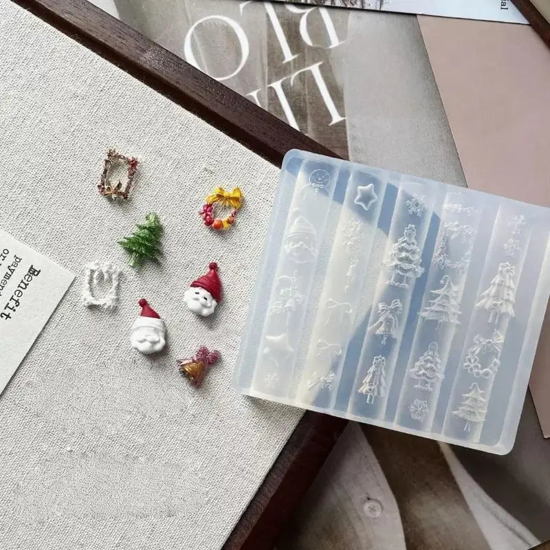 3D Silicone Nail Mold Snowman Gingerbread Man Transparent Template Qme