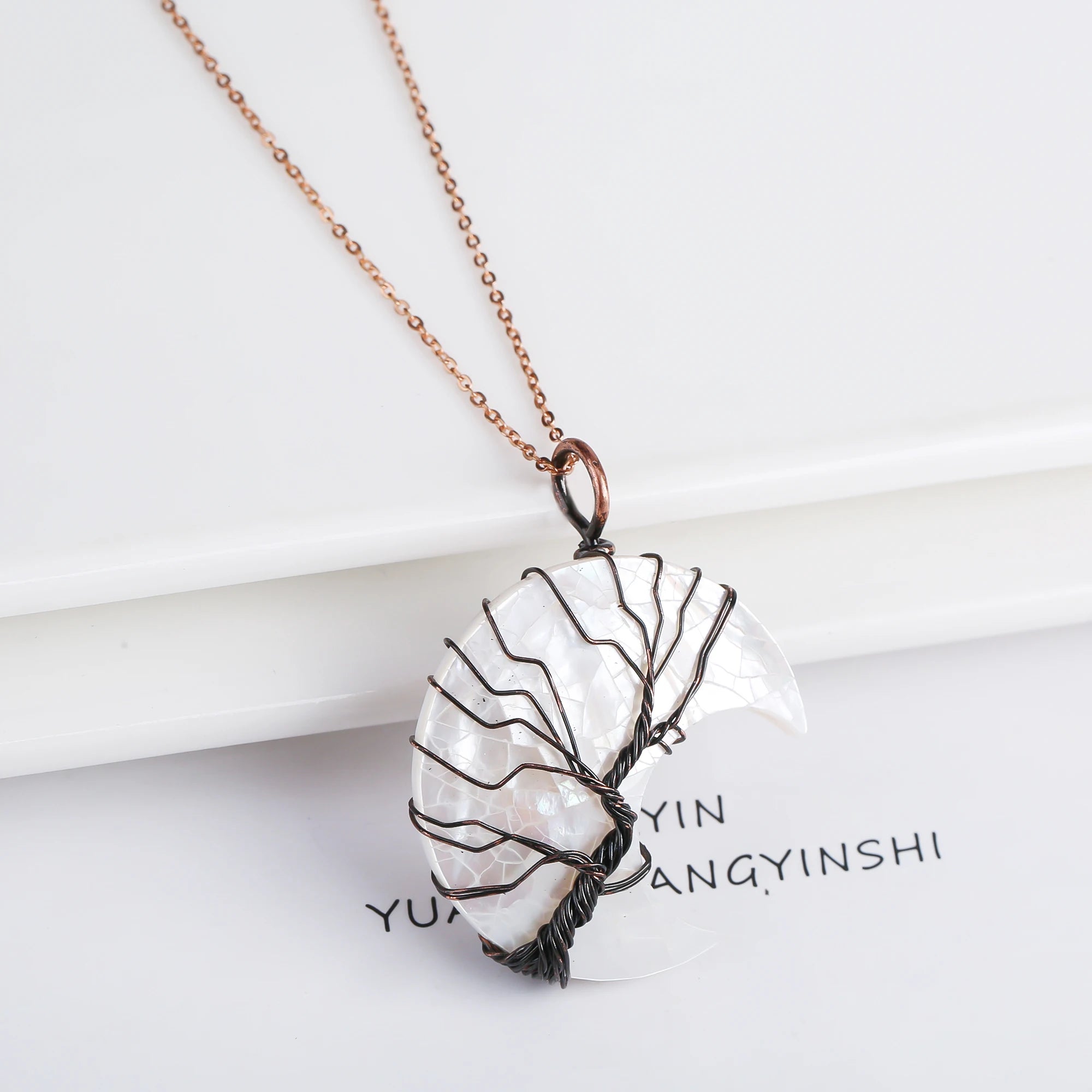 Hot Sale Natural Shell Girl Head Tree Of Life Charm Pendant Necklace For Women Light Luxury Jewelry Daily Party Birthday Gifts Qme D