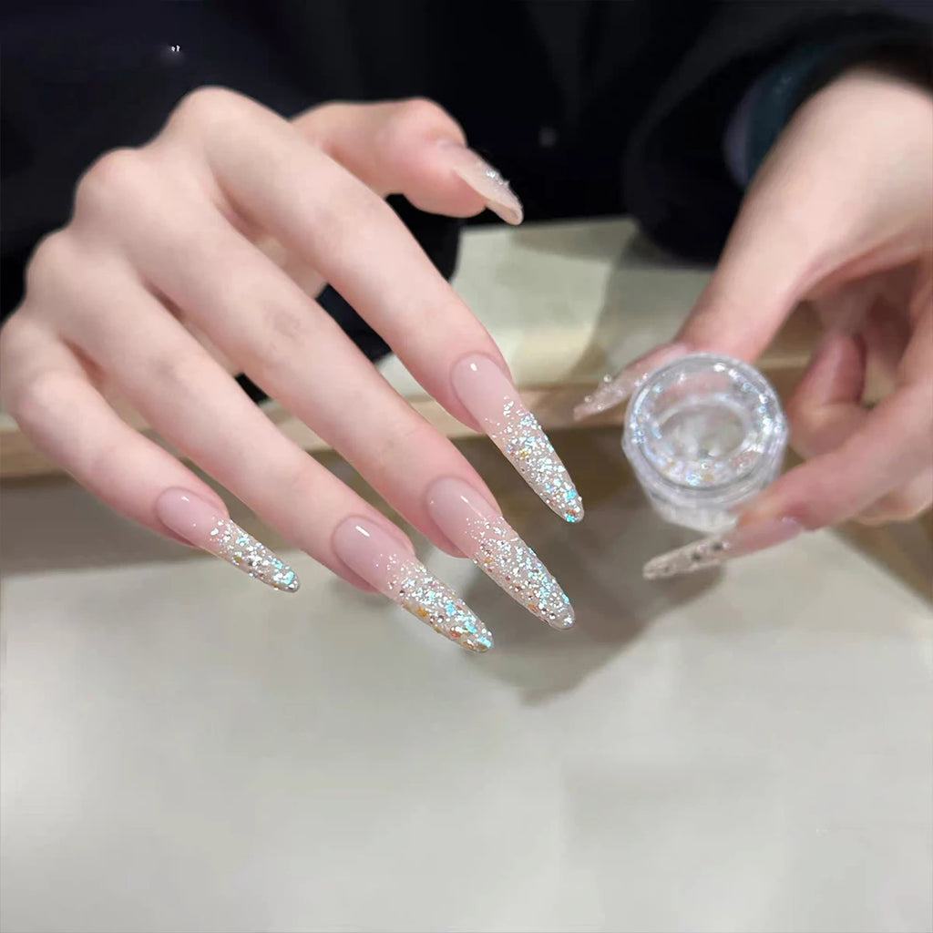 1 2 Bottle Iridescent Nail Glitter Mixed Hexagonal Shimmering Slices Qme