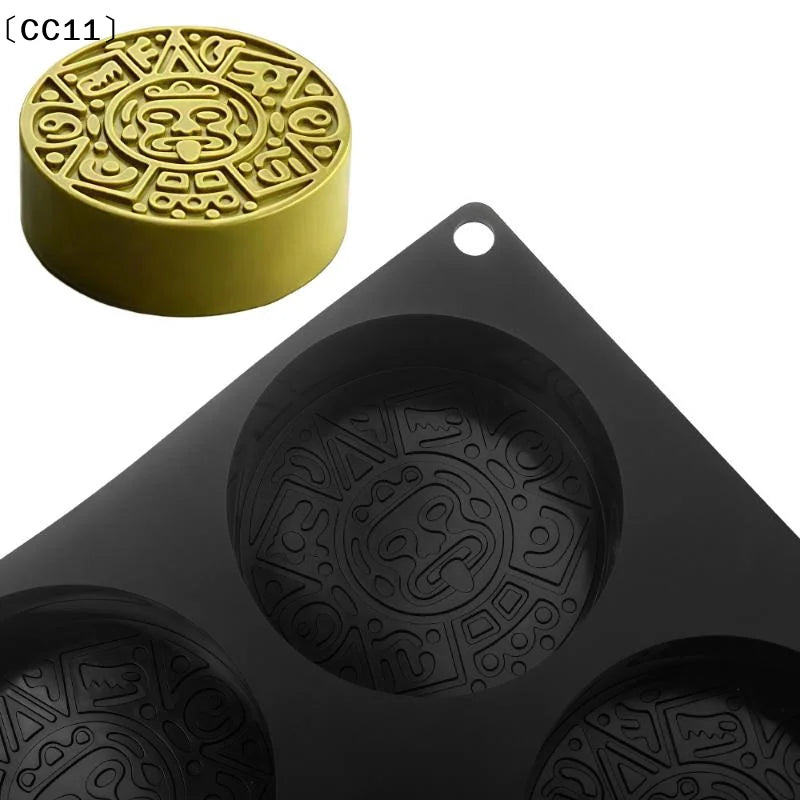 6 Cavity Mayan Totem Silicone Mold Mousse Cake Chocolate Pudding Qme