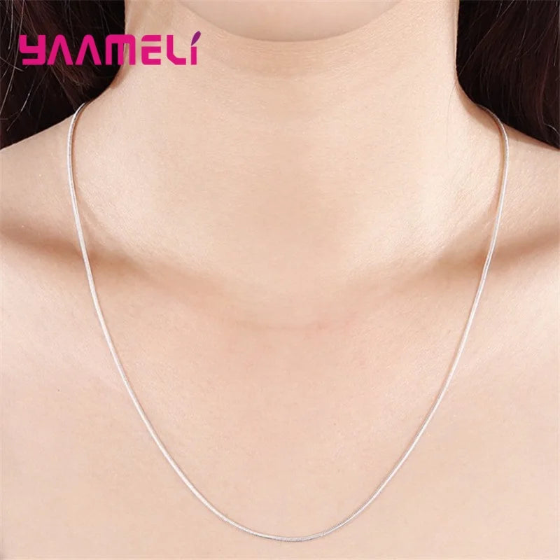 Big Promotion 100% Authentic 925 Sterling Silver Color Chain Necklace with Lobster Clasps Men Women Pendant 1.2/3/4mm 16-30 Inch Qme