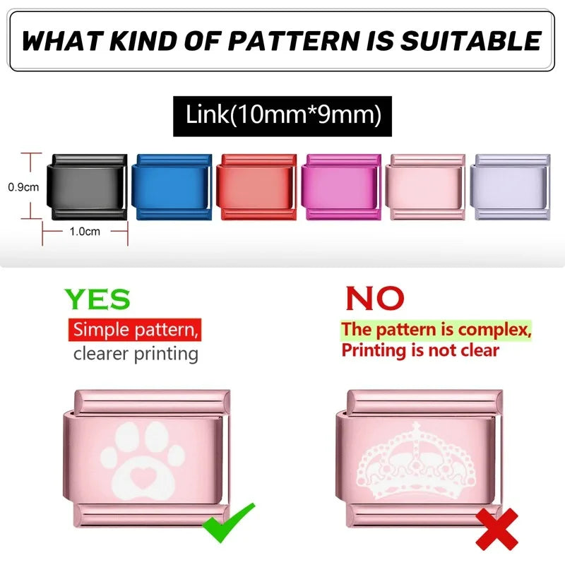 Laser Engraving Wholesale Customization Italian Charm Link Fit 9mm Stainless Steel Bracelets DIY Bead Making Hand Chain Friends Qme