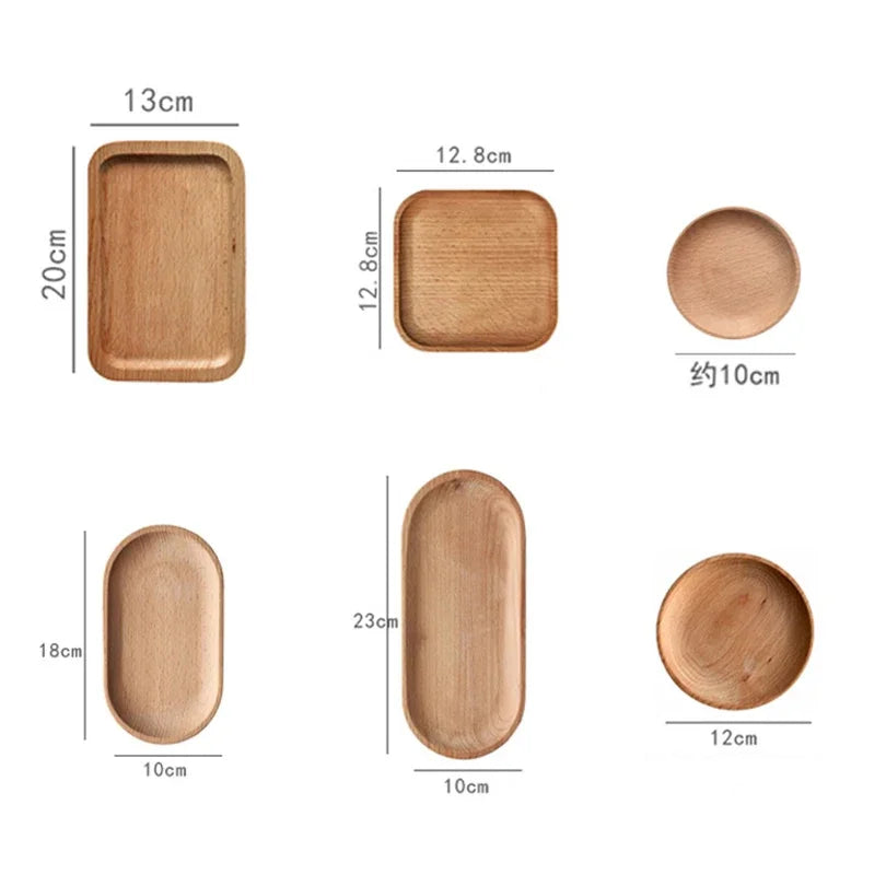 Japanese-style Tableware Solid Wood Dessert Plate Wooden Tray Snack Qme