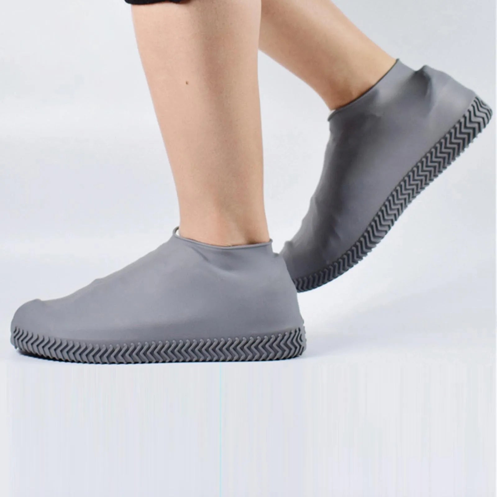 Non-Slip Wear-Resistant Reusable Rain Boots Unisex Silicone Easy to Remove Shoes Cover Protable Water Resistant Shoe Accessories Qme Gray L