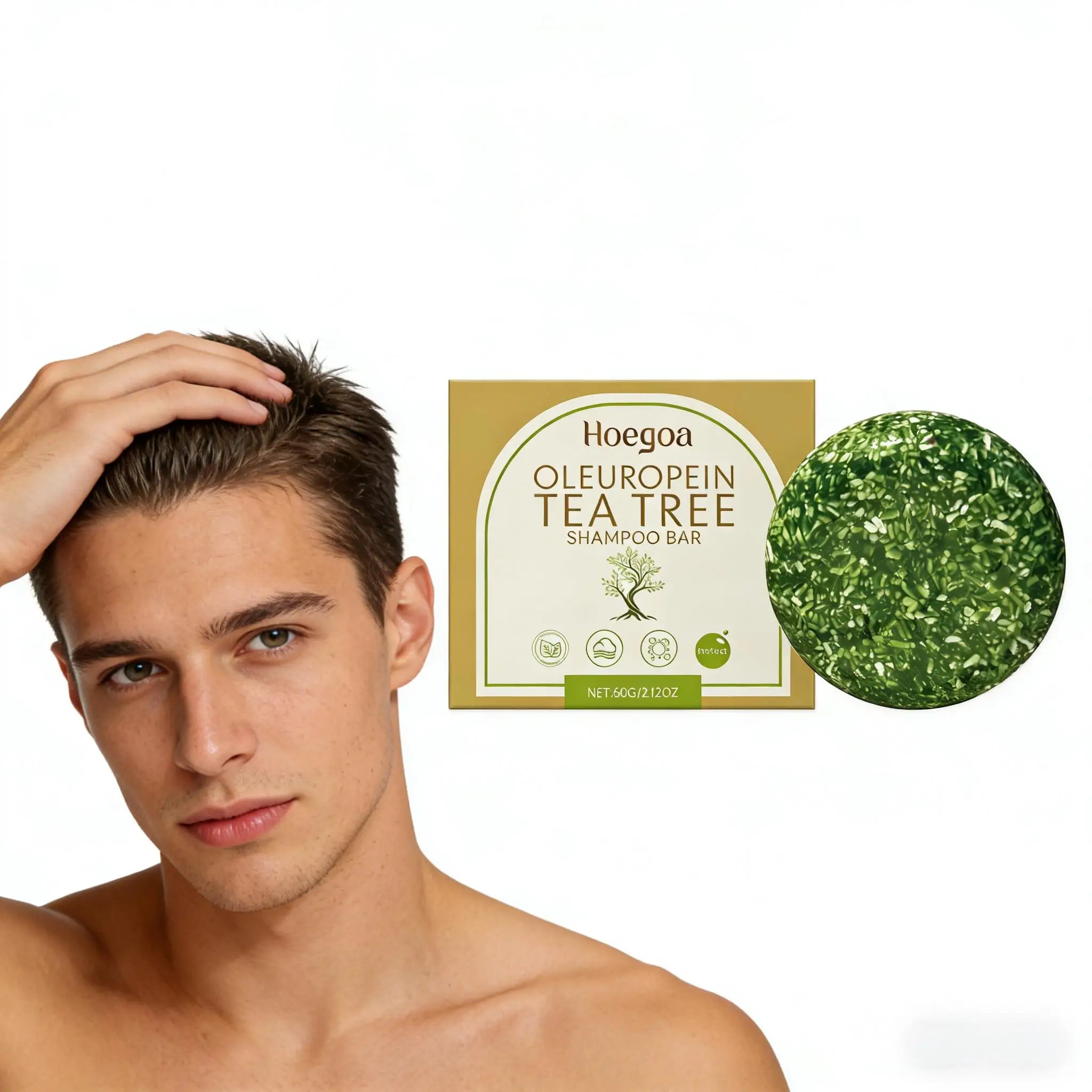 Tea Tree Oil Shampoo for Dranduff Removal Deep Cleansing the Scalp Control Oil Nourishing Repair Damaged Hair Essential Oil 60g Qme